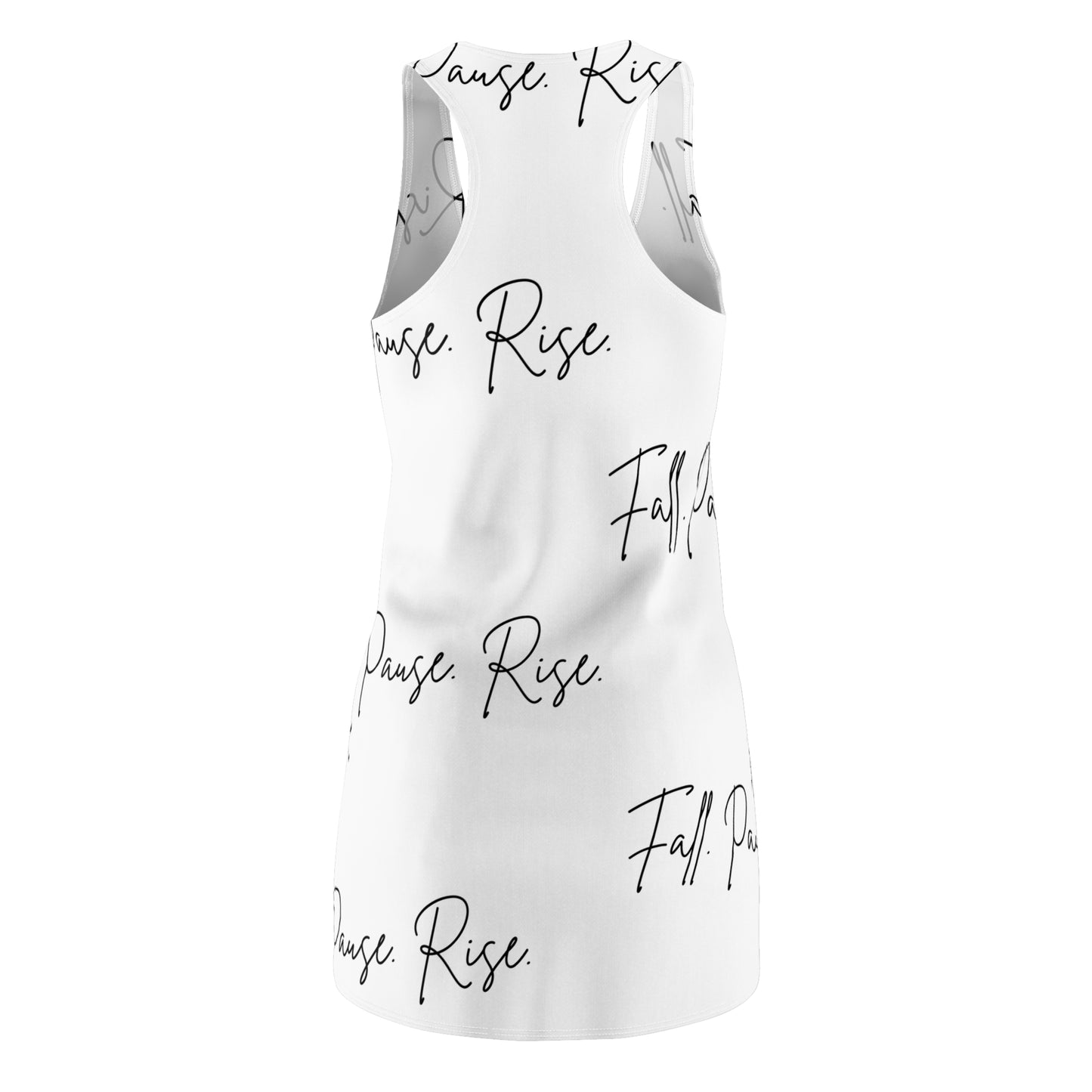 Fall Pause Rise dress | Racerback Dress with Script Text All-Over Print