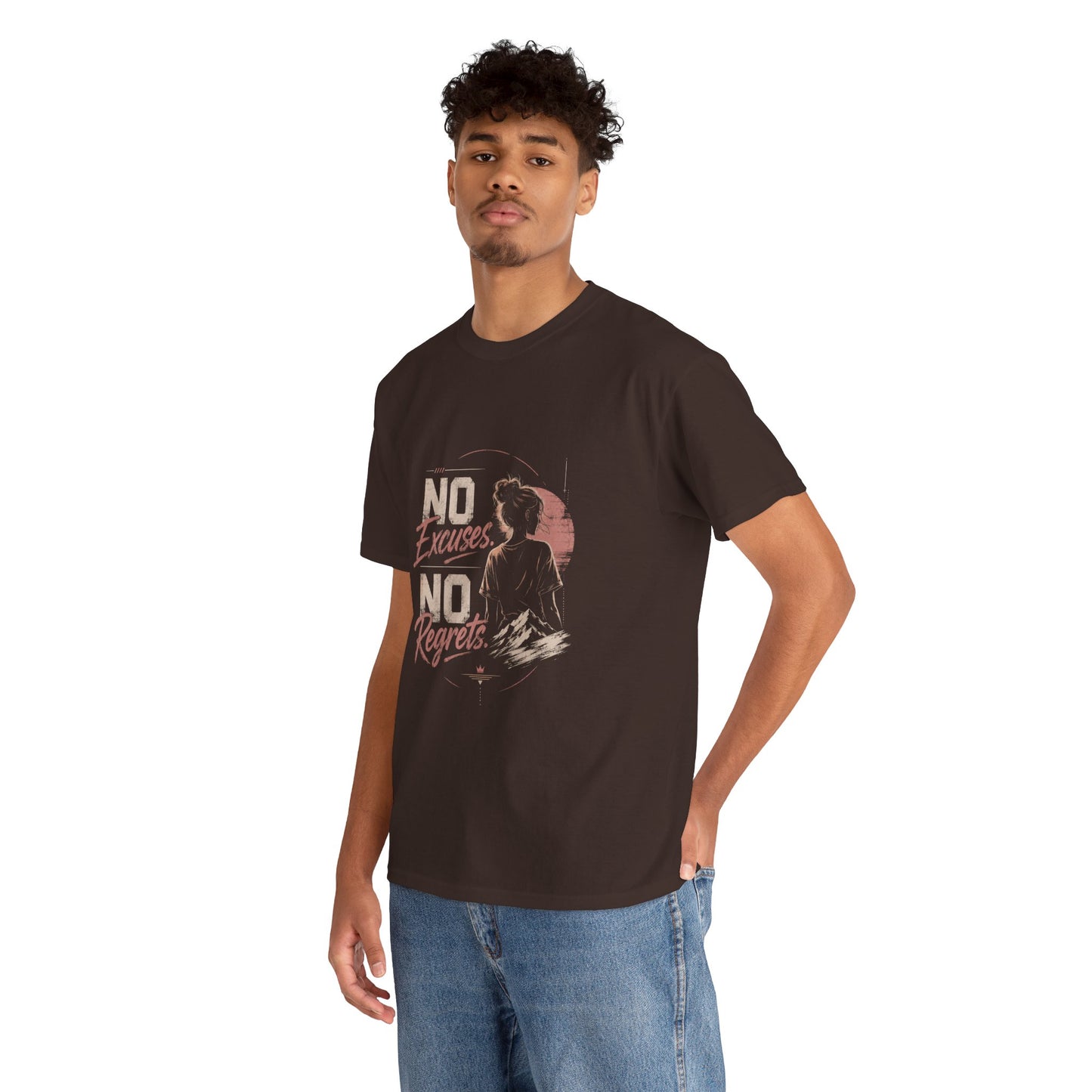 No Excuses No Regrets Tee | Motivational Graphic T-Shirt | Silhouette Design
