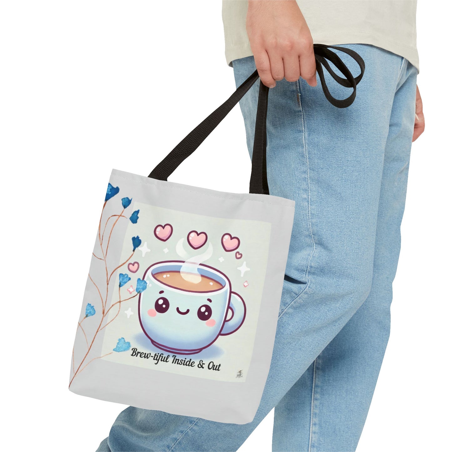 Cute Coffee Tote Bag, AOP Coffee Lover's Gift, Eco-Friendly Shopping Bag, Adorable Canvas Tote for Everyday Use, Heartfelt Design