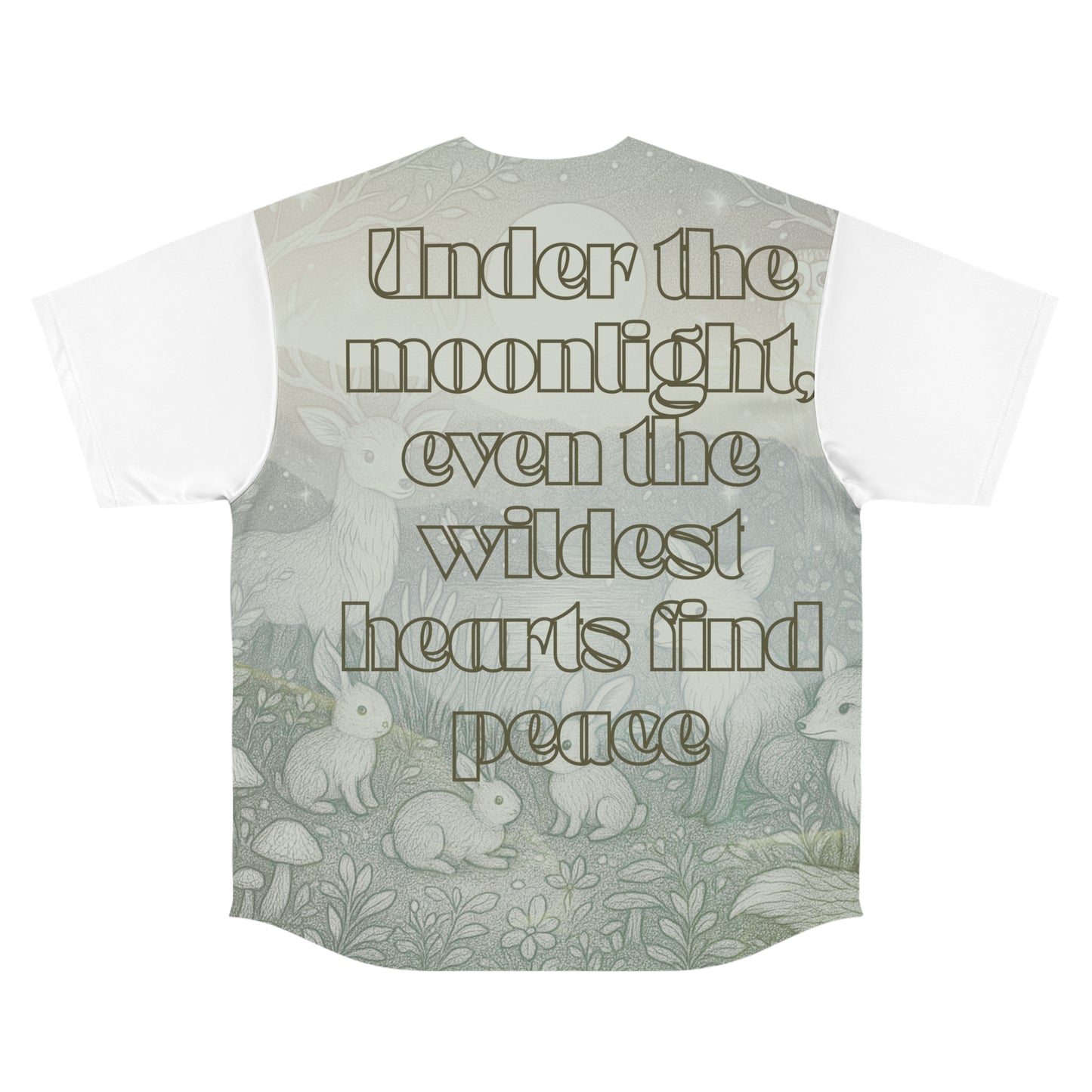 Men's Moonlit Fantasy Jersey, Nature-Inspired Baseball Jersey, Unique Graphic Tee, Woodland Animal Apparel, Gift for Nature Lovers, [...]