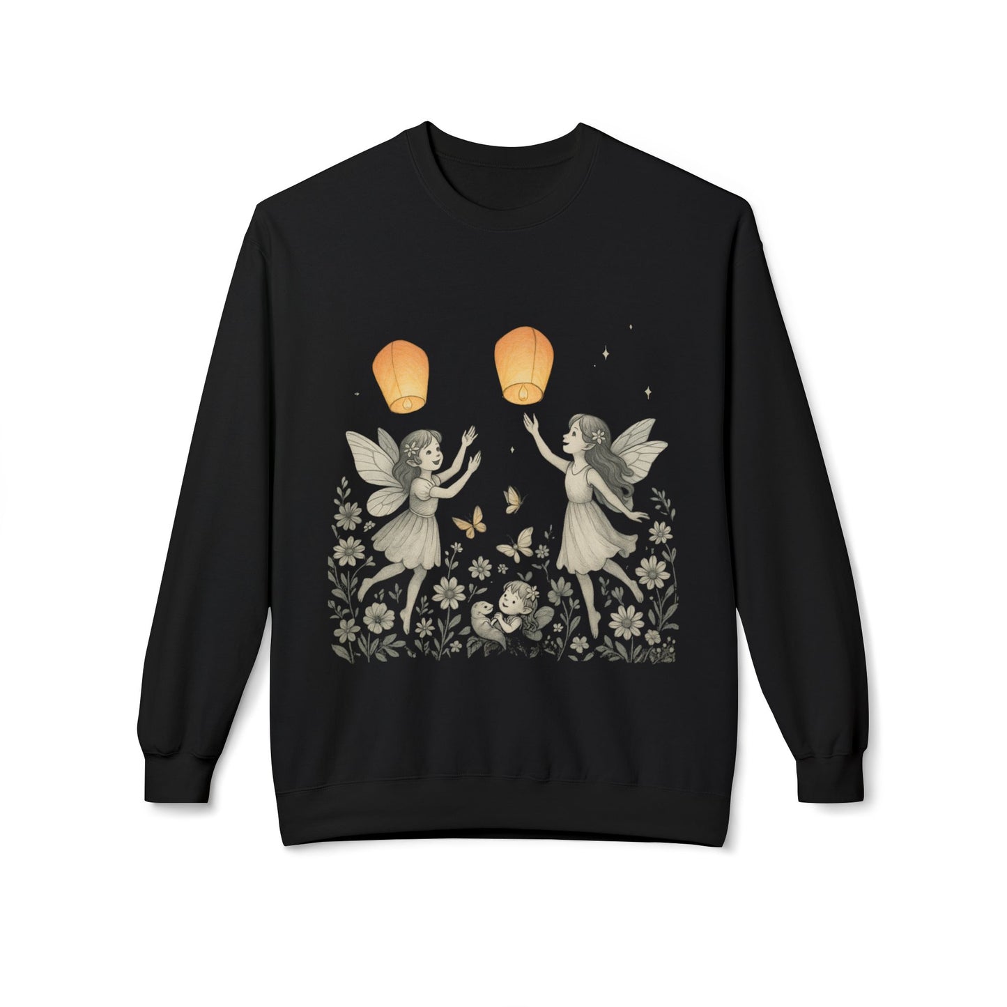 Fairy Dreams Crewneck Sweatshirt, Cozy Fleece Sweatshirt, Unisex Pullover, Fantasy Sweatshirt, Magical Gift, Boho Style